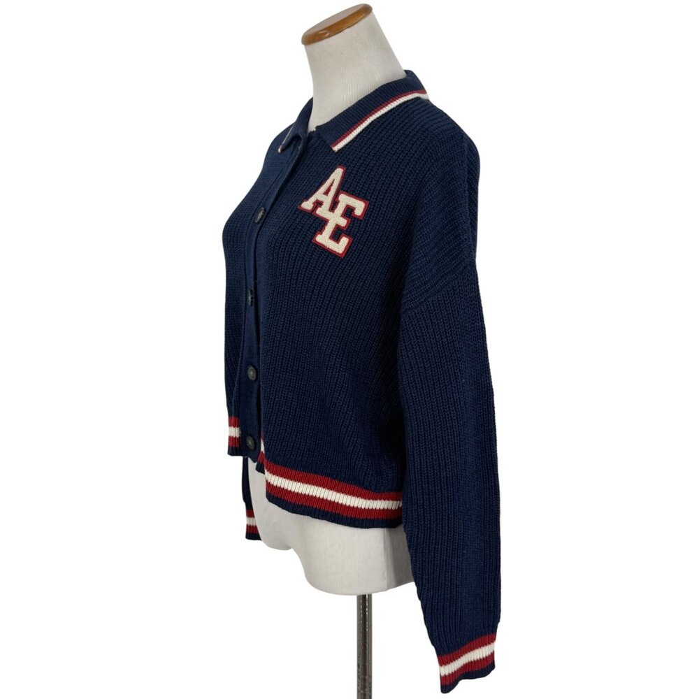 NWT American Eagle Cropped Letterman Cardigan Jacket • Y2K Preppy Collegiate S/M - Picture 15 of 16